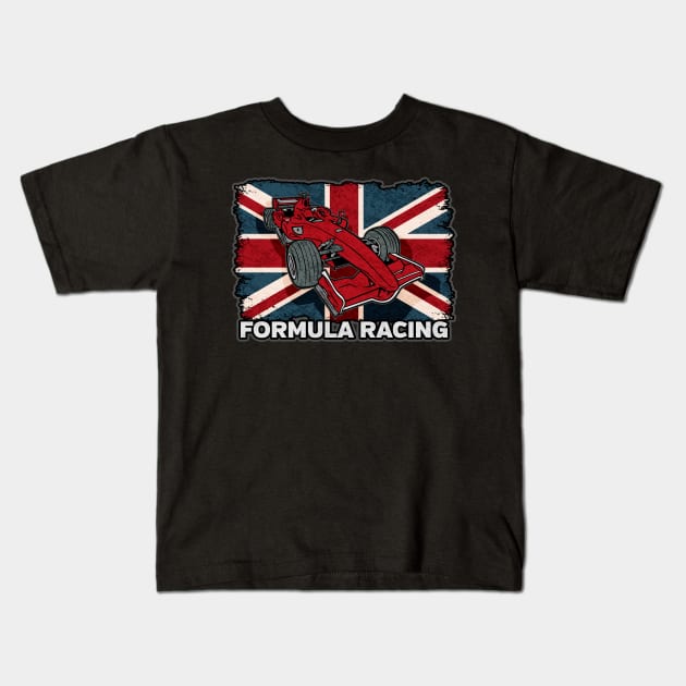 Formula Racing UK Flag Kids T-Shirt by RadStar